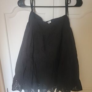 Elegant Black Eyelet Top